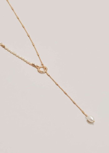 Phase Eight Short Pearl Larriat Jewellery Gold Canada | SELQMC-851